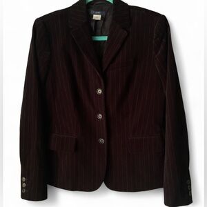 J.Crew Black Velvet Blazer Pinstripe Jacket Fitted Goth Y2K sz 8 (small) office